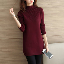 Load image into Gallery viewer, 2019 DRL female sweater outerwear medium-long basic pullovers office lady sweater thickening solid color turtleneck Sweater